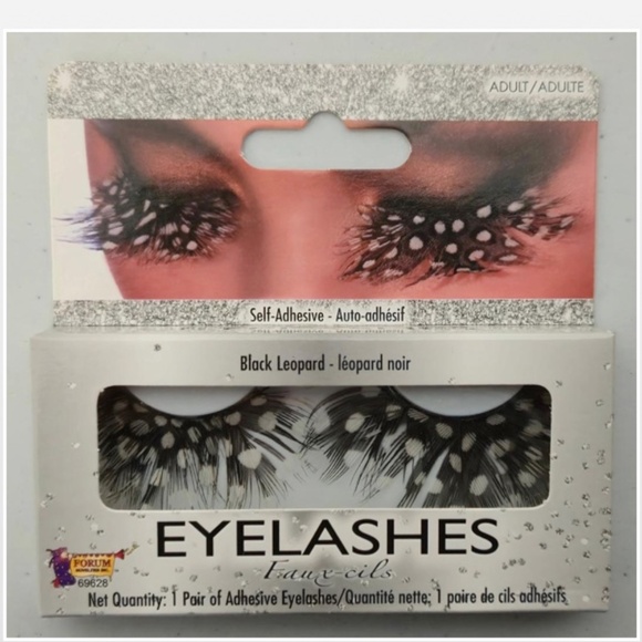 New Forum Eyelashes Faux-cils Black White Polka Dots Halloween Accessory NWT - Picture 2 of 15
